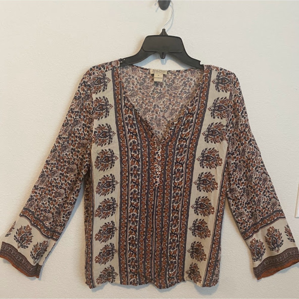 Lucky Brand Boho Paisley Blouse M